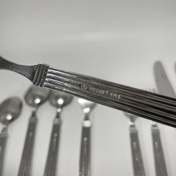 Lot Of 10 Wallace Chardonnay 18/8 Stainless Flatware Classic Ribbed Fork Spoon - Picture 7 of 7